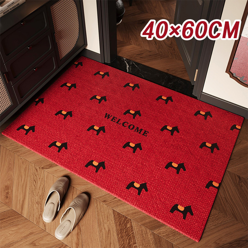 พรมเช็ดเท้า 40*60cm พรมนิ่ม ดูดซับน้ำได้ดี กันลื่น ทนทานต่อการสึกหรอ ลายม้าน้อยน่ารัก การตกแต่งบ้าน