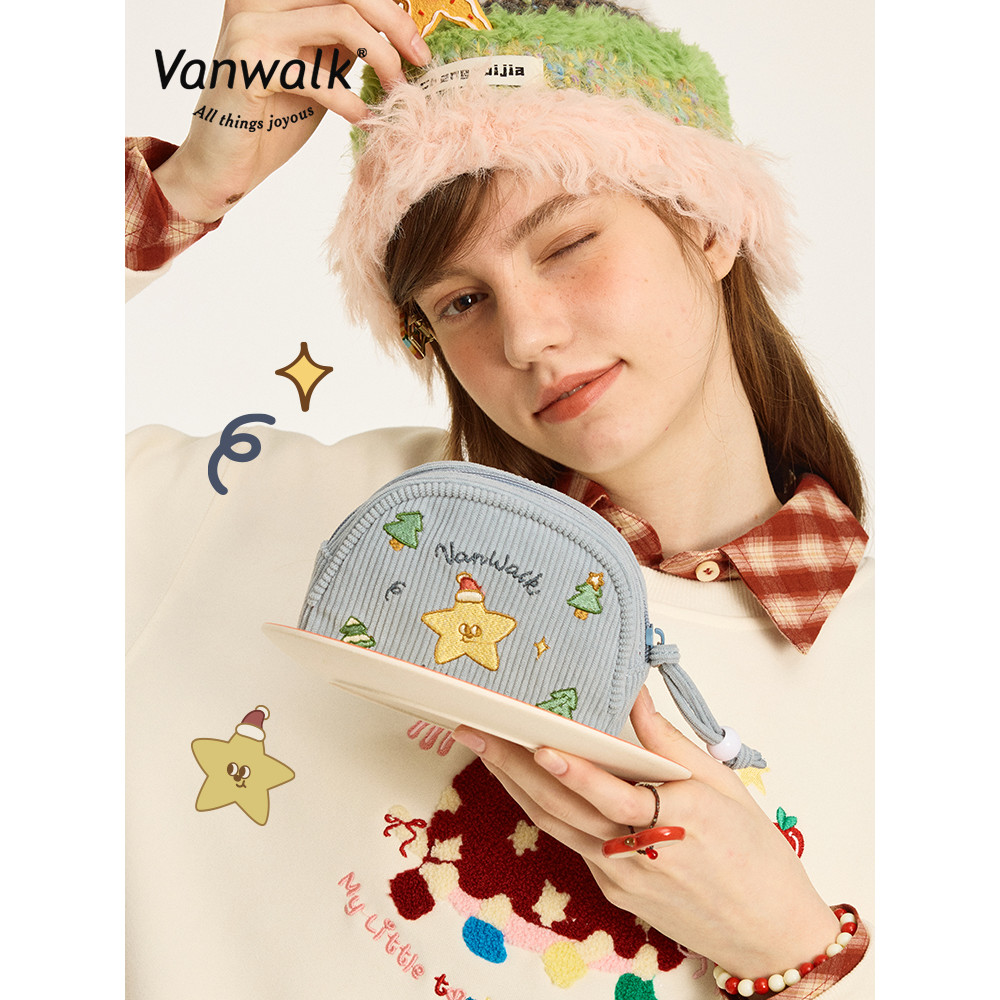 VANWALK Christmas Series ยี่ห้อที่กําหนดเองของขวัญเด็กผู้หญิงกระเป๋าใส่เหรียญแบบพกพาแบบพกพา Key Docu