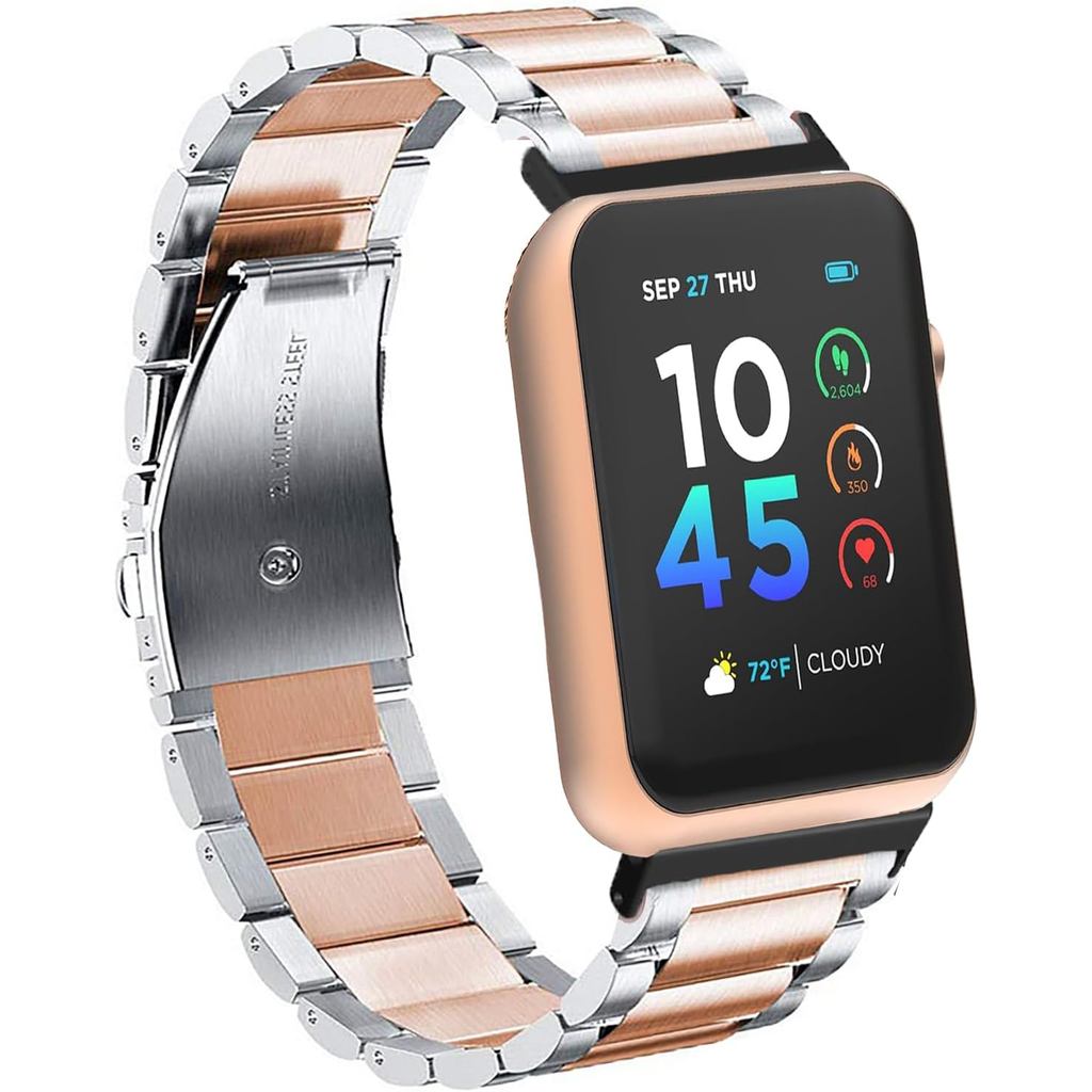 Lamshaw ใช้งานร่วมกับ ITOUCH AIR 4 Bands, 24 มม.สแตนเลสสตีลโลหะเปลี่ยนสร้อยข้อมือผู้หญิง Man สําหรับ