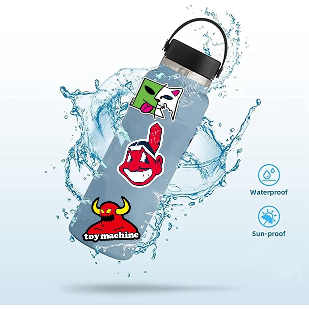 Cool Brand Skateboard Stickers Pack 100PCS Waterproof Skate Stickers for Water Bottle Laptop Luggage