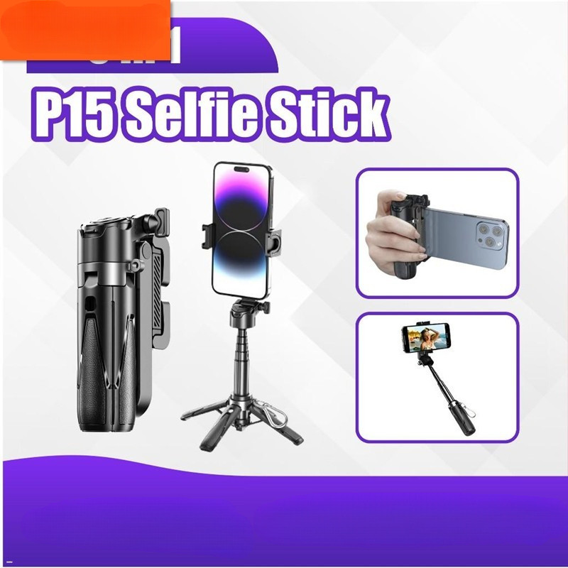 T26 Mini Selfie Stick ขาตั้งกล้องแบบพกพา Grip ขาตั้งโทรศัพท์พร้อมรีโมทคอนโทรลบลูทูธไร้สายสําหรับโทรศ