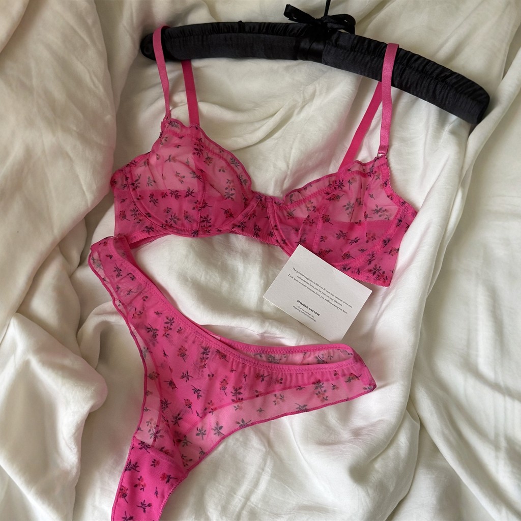 🎀bearbra🎀เซ็กซี่ บราลูกไม้ซีทรู ลูกไม้หวาน บราทรงสามเหลี่ยม มีโครง