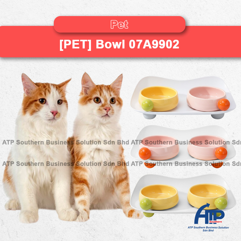 Mangkuk Haiwan Candy Bean Double Pet Bowl Feeder จานน่ารัก Twin Feeding Station ชามกันลื่นสําหรับแมว