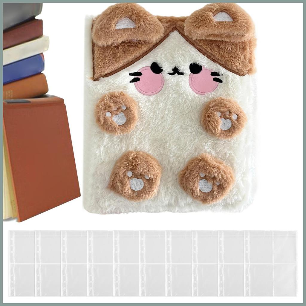 Plush Photocard อัลบั้มแบบพกพา 4 กระเป๋าการ์ดป้องกันแฟนเกาหลี Photocard Book Sleeves สําหรับแฟนๆเด็ก