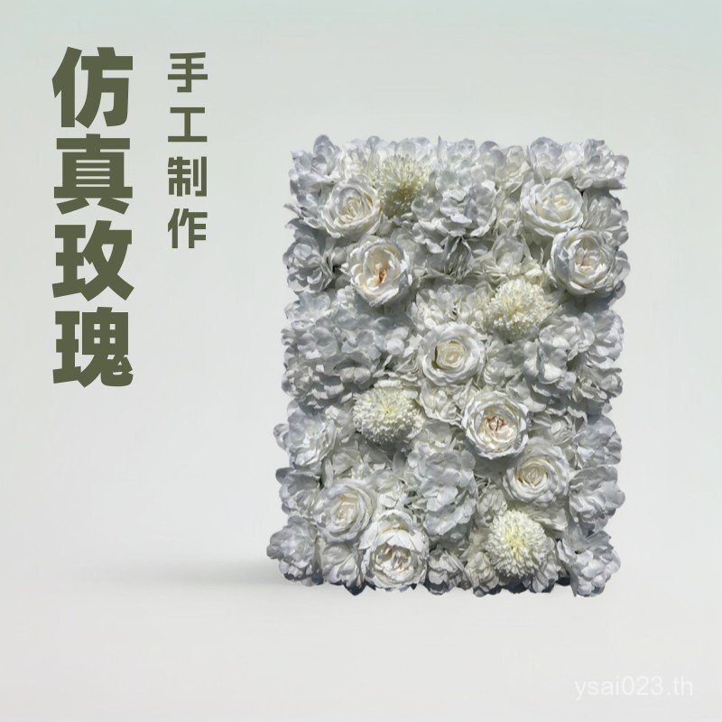 งานแต่งงานจําลองผนังพื้นหลังกุหลาบตกแต่งหน้าต่างดอกไม้แถวผนังดอกไม้ปลอมไฮเดรนเยียดอกไม้ผ้าไหมเทียมสต