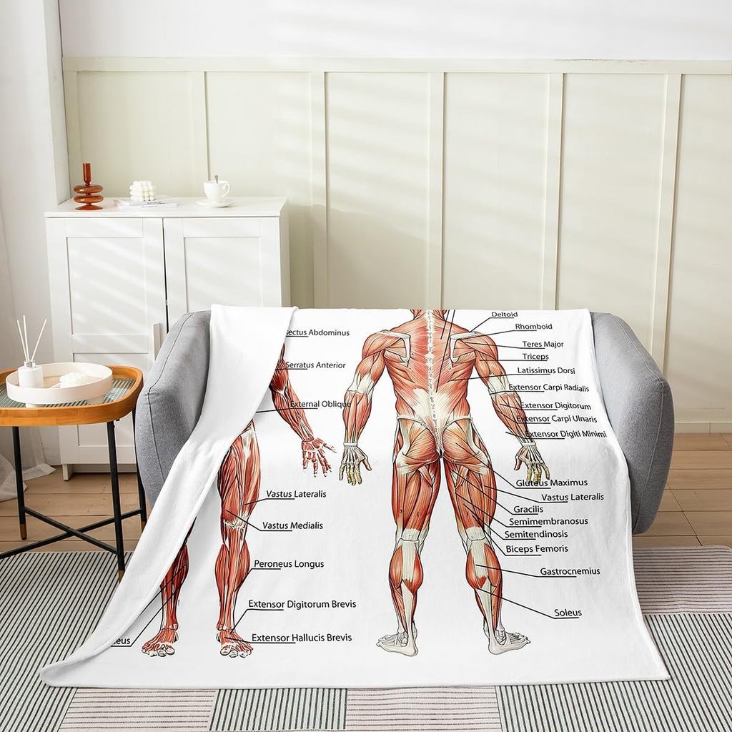 Feelyou Human Anatomy Fuzzy ผ้าห่ม Complete Diagram ออร์แกนที่แตกต่างกัน Flannel ขนแกะโยนผ้าห่ม 40"x