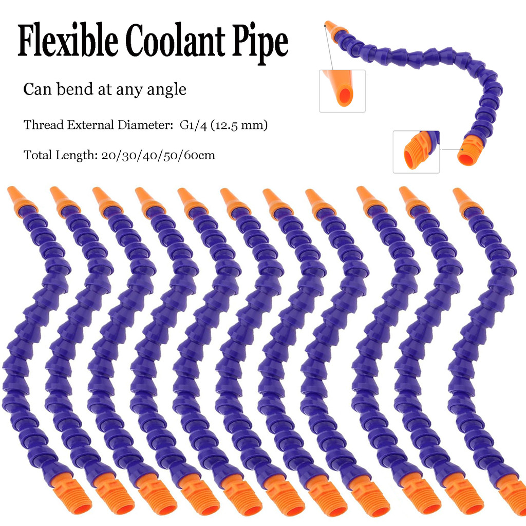 Plastic Flexible Coolant Pipe with G1/4 Nozzle for CNC Machines - Water & Oil Hose (200mm to 600mm)