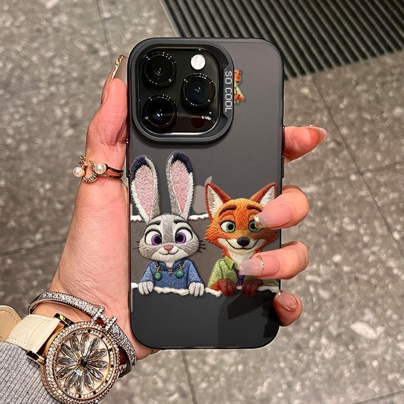 Creative กระต่าย Fox ทอซิลิโคนใสเหมาะสําหรับ iPhone 13 14 PROMAX 17PROMAX 15PRO 16PRO โทรศัพท์มือถือป้องกันกรณี 15 11 12 PROMAX XR XS MAX ป้องกัน 17AIR กันกระแทก 7/8PLUS