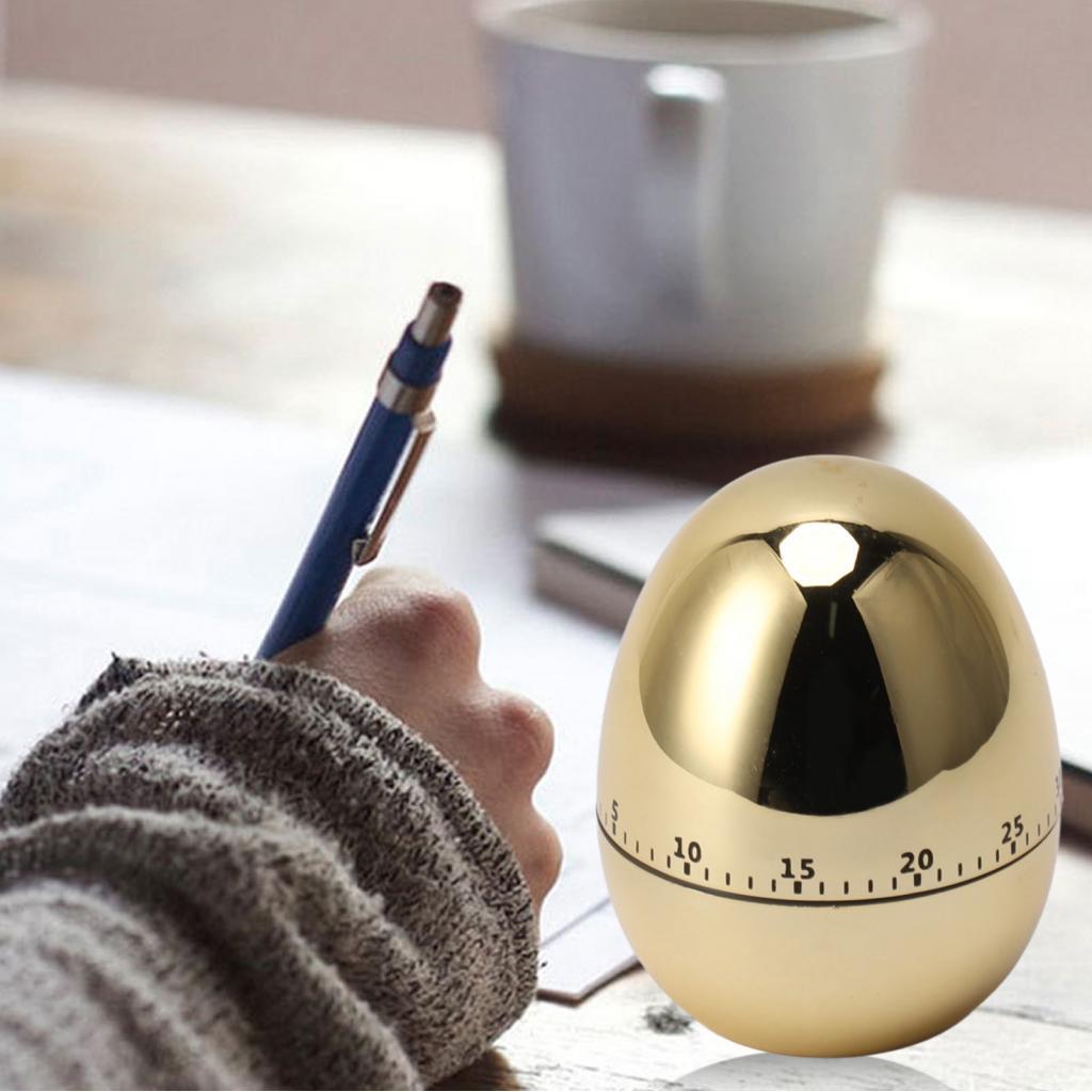 EGG MODEL MECHANICAL TIMER COOKING ALARM CLOCK KITCHEN STUDY TOOL (สีทอง)