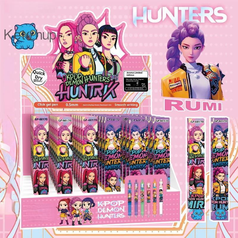 [K Begup-t] 1/5 ชิ้นKpop Demon Hunters 0.5 มม.ปากกาเจลกล่องตาบอดน่ารักเขียนเรียบอะนิเมะปากกานักเรียน
