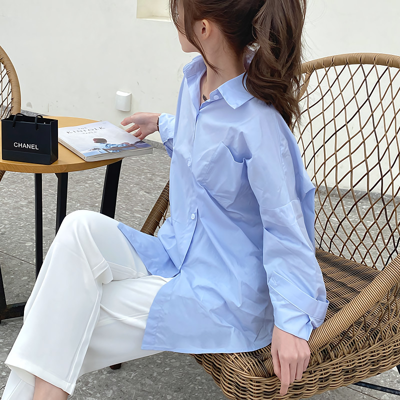 พร้อมส่ง เสื้อเชิ้ตผู้หญิง  S-5XL โอเวอร์ไซส์  ใส่ทำงาน ผ้าคัตตอล อย่างดี รูปที่ 4