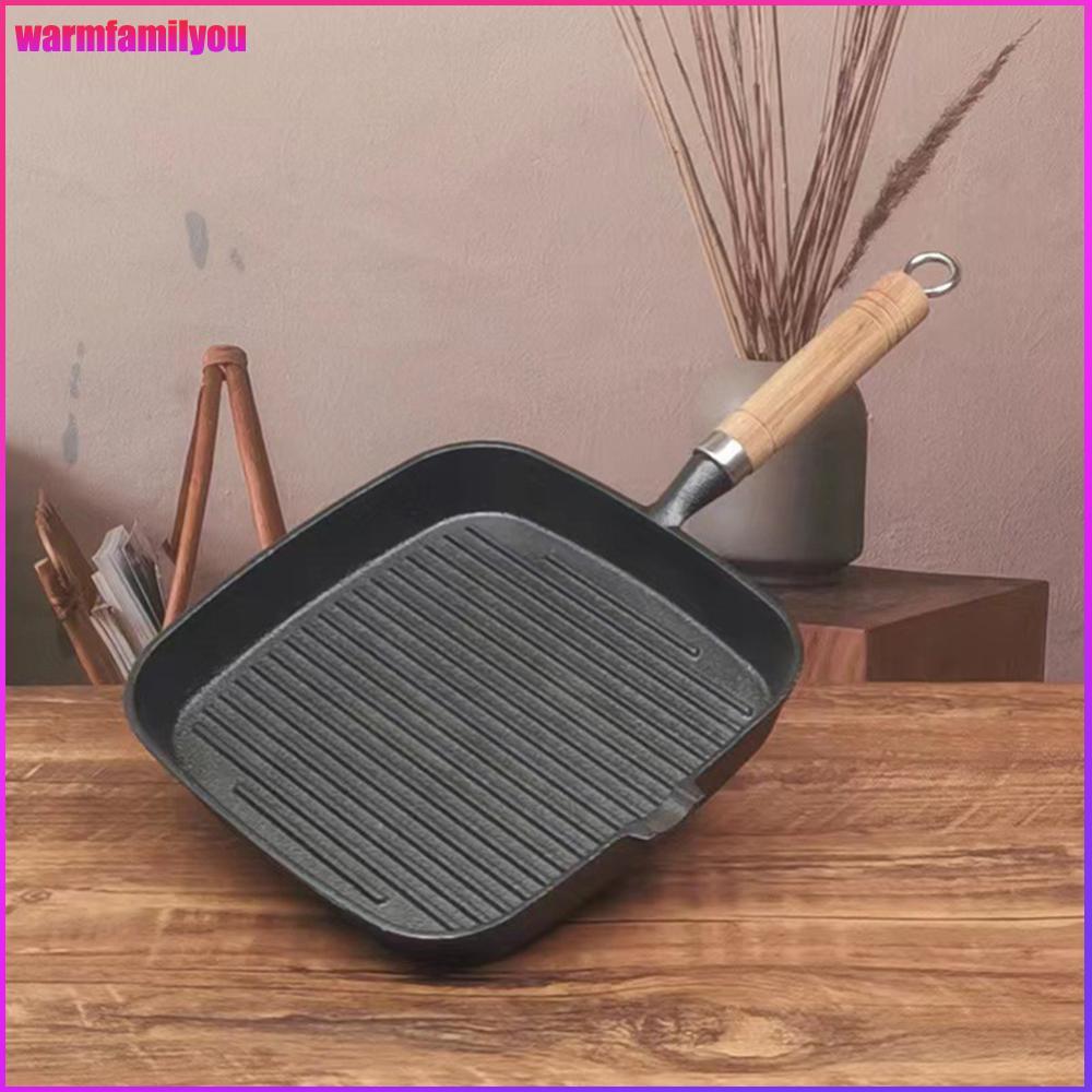familyou เหล็กหล่อ Skillet ทําอาหารหม้อไม่เคลือบ Non-stick สเต็กหม้อทอดสเต็ก Skillet Camping ในร่มแล