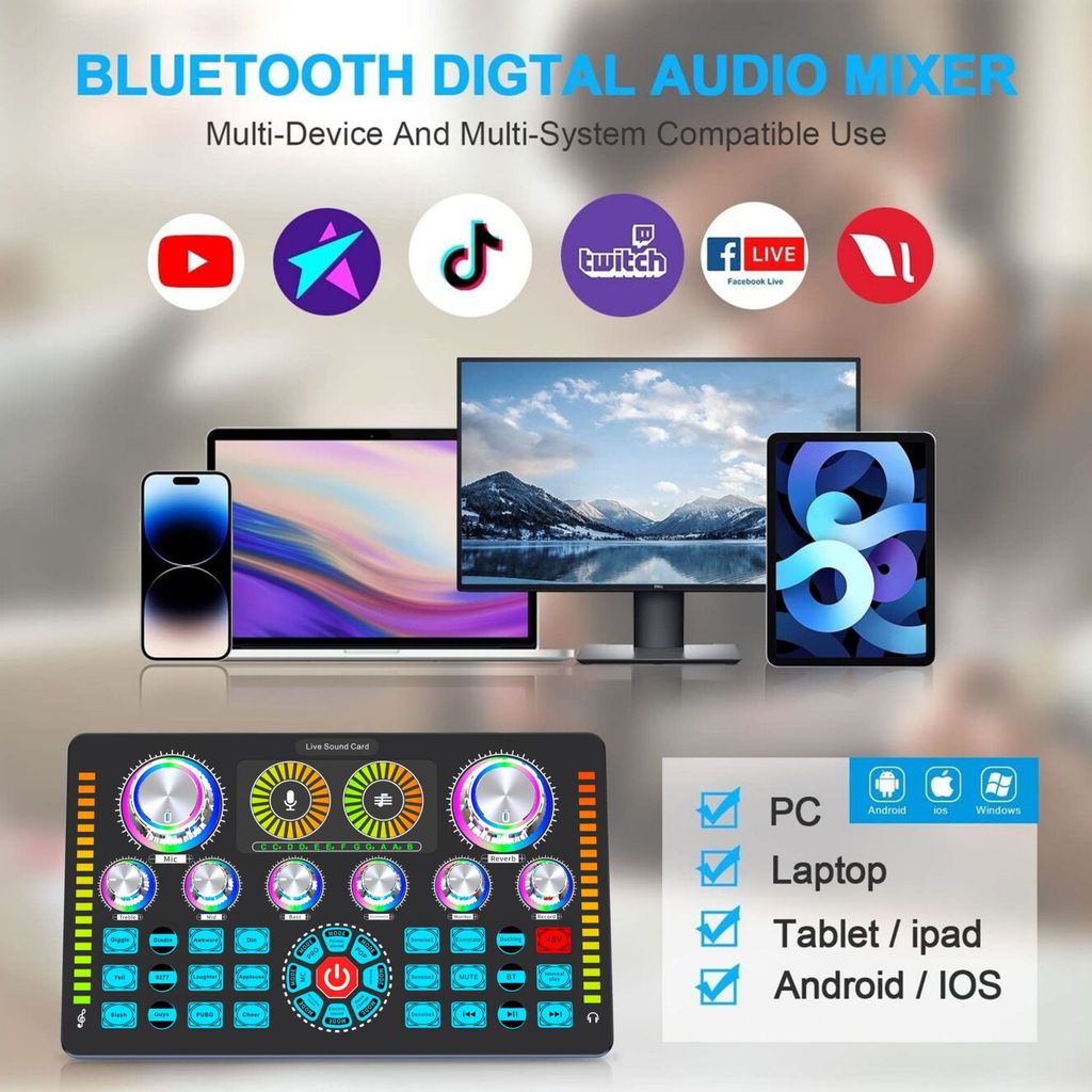 Q7 English Live Sound Cassette 48V Magic เสียงอิเล็กทรอนิกส์ Cool Lantern Live Mixer