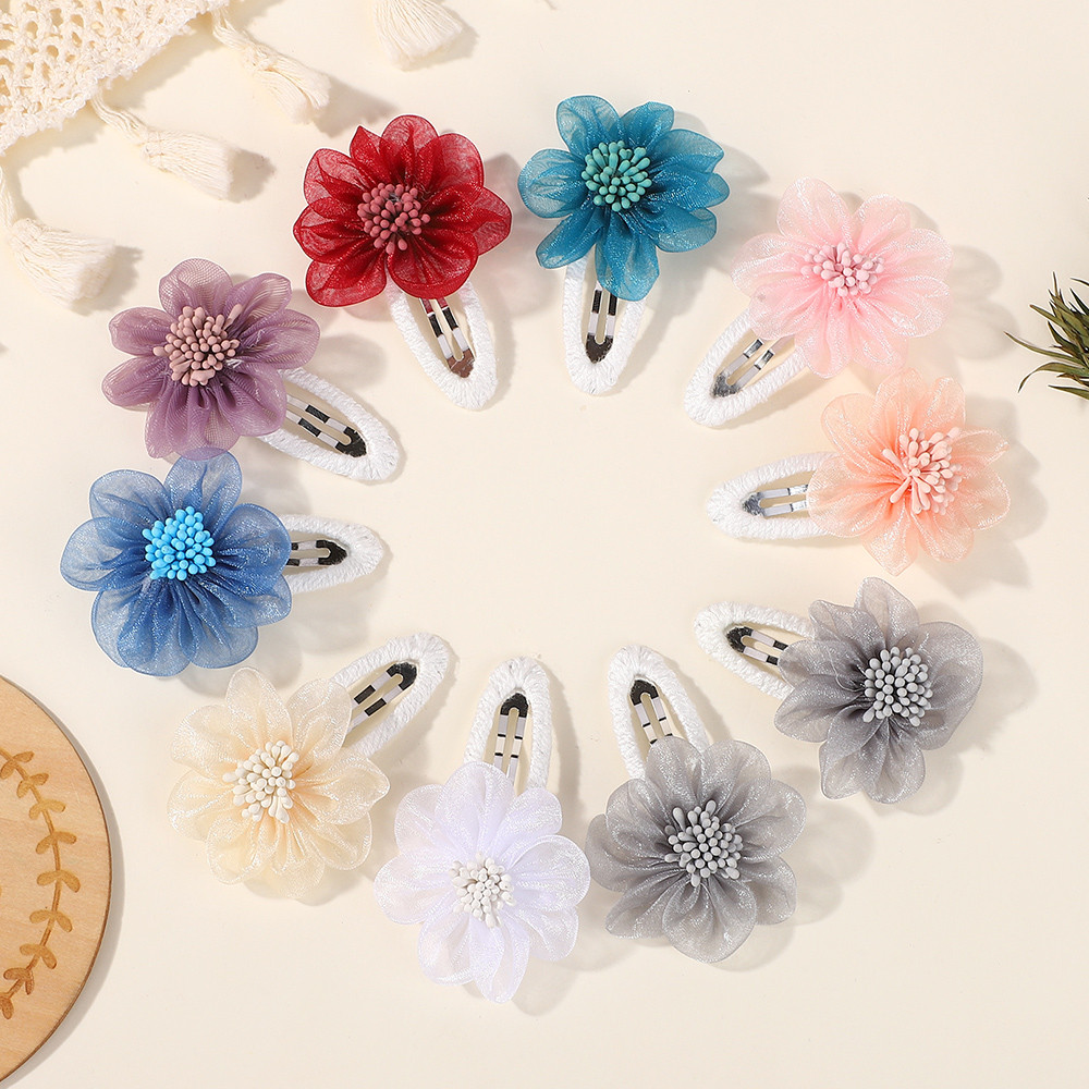 สีสุ่ม10ชิ้นดอกไม้ลูกไม้กิ๊บน่ารักเด็กสาวกิ๊บสําหรับเด็กลูกไม้สีขาวเจ้าหญิงทารกอุปกรณ์ผมของขวัญขายส่ง