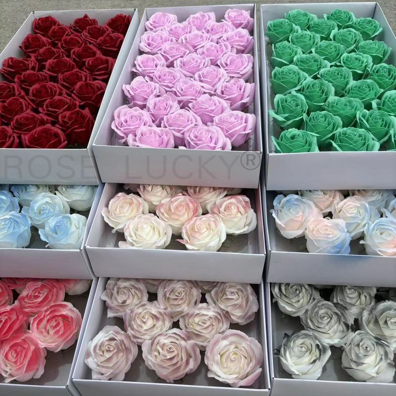 สบู่ห้าชั้นดอกไม้ใหญ่กุหลาบไอซ์บลู จําลองดอกไม้คริสต์มาส กล่องของขวัญ ช่อวัสดุ