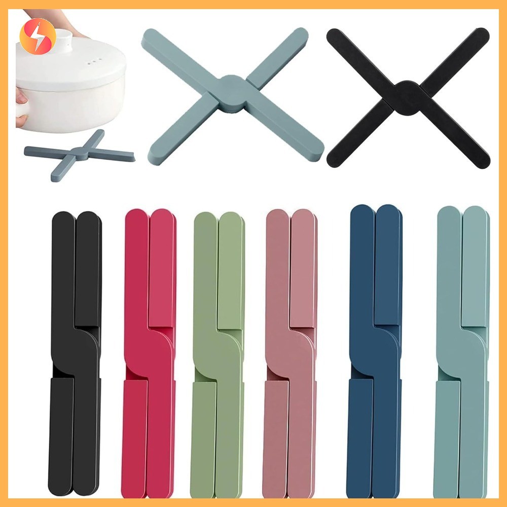ซิลิโคนพับได้ Trivets ทนความร้อนลื่น Trivet Mat ประหยัดพื้นที่หม้อร้อน Pan Holder เครื่องมือห้องครัว
