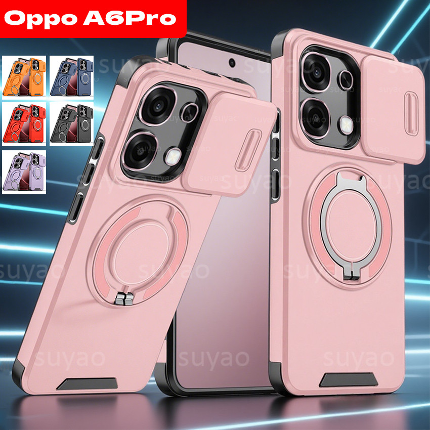 สําหรับOppo A6C A6S 5G A6Pro A6 Pro A6X A6T 2025 เคสโทรศัพท์เกราะแหวนผู้ถือเลนส์แม่เหล็กป้องกันปลอกOppoA6Pro OppoA5Pro A5 A5X A5i A3X A3Xกันกระแทกปกหลัง