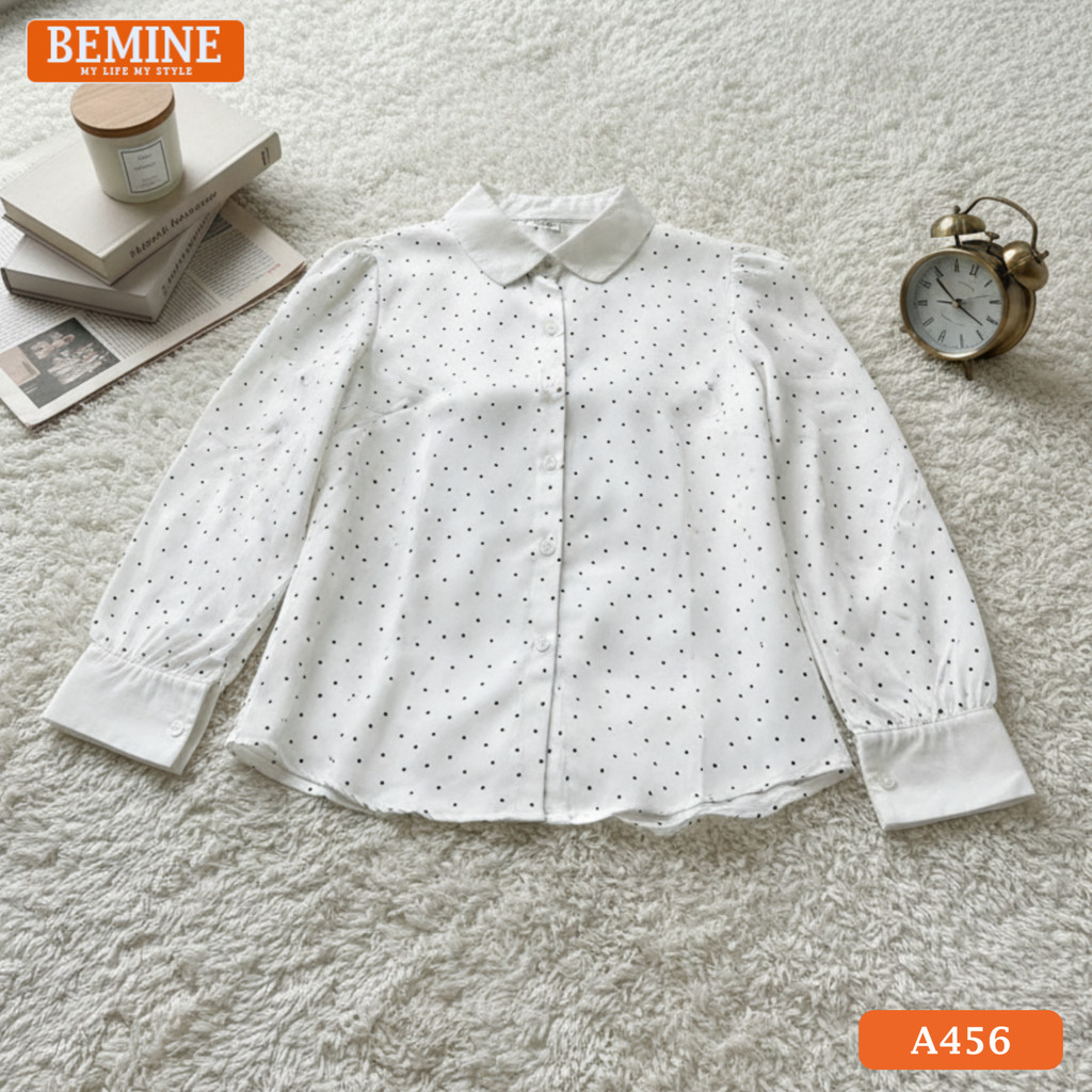 BEMINE เสื้อเชิ้ตแขนยาวลายจุด-A456
