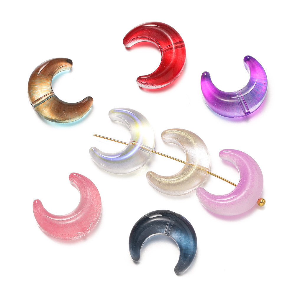 St.kunkka ลูกปัดแก้ว10ชิ้นสีน้ำมันใสลูกปัดร้อยดวงจันทร์สำหรับการทำสร้อยข้อมือสร้อยคอแบบทำมือ - รูปที่ 7