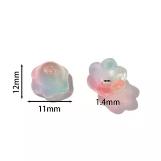 20 ชิ้น ลูกปัดแก้วดอกไม้ Gradient Lily of the Valley รูปกล้วยไม้ ดอกไม้ ไล่โทนสี 11*12mmDIY ต่างหู กำไล สร้อยคอ