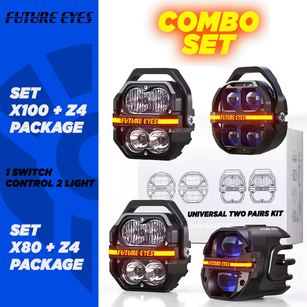 FUTURE EYES COMBO Galaxy X100 / X80 + Z4 สปอตไลท์ LED ไฟหน้าอุปกรณ์เสริมรถจักรยานยนต์