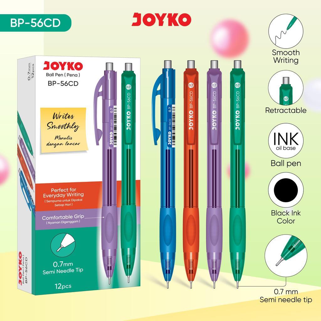 (12PC) JOYKO Ball Pen 1 แพ็ค BP-56CD 0.7mm