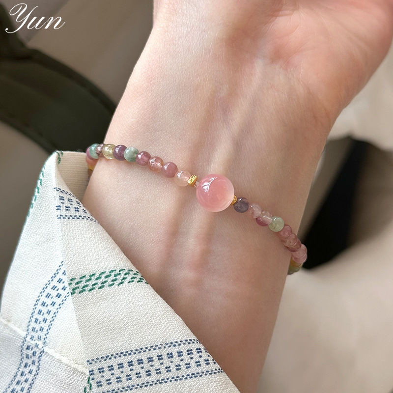 สร้อยข้อมือลายใหม่ แบบธรรมชาติ เชือกยืดหยุ่น ทำความสะอาดง่าย สำหรับสาว ๆ/ สร้อยข้อมือลูกปัดหลากสีมิกซ์แอนด์แมตช์