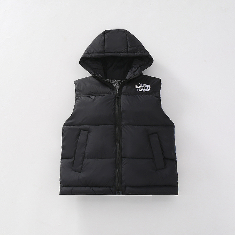 เสื้อกั๊กผ้าฝ้ายขนเป็ดสำหรับเด็ก มีฮู้ดและแขนกุด อินเทรนด์ - รูปที่ 3