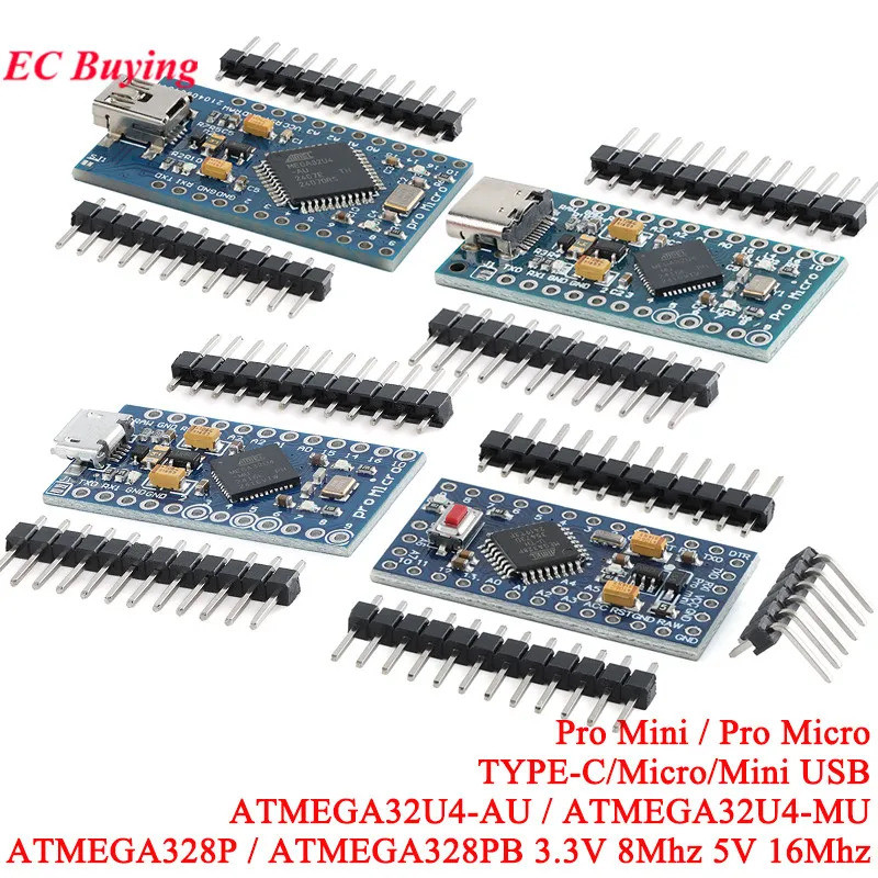 1-2Pcs Pro Mini 328 Atmega328P 5V 16MHZ 3.3V 8MHz ATMEGA328 Mini Pro ATMEGA328PB 328PB ATMEGA32U4 สํ