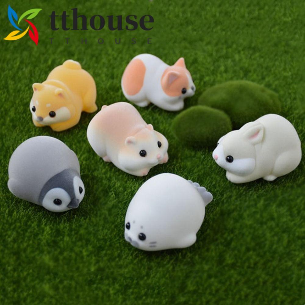 TTHOUSE Flocked Animal Jewelry, Kawaii Chubby Hamster Toy, Creative Kitten Doll Cat Bunny Mini Pengu