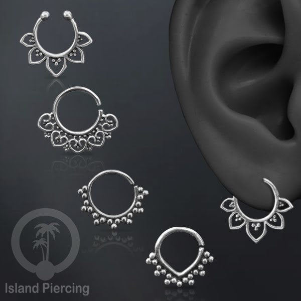 Septum Piercing and Piercing ต่างหูเงิน 925 สําหรับหู Tragus, Daith และ Helix Piercing