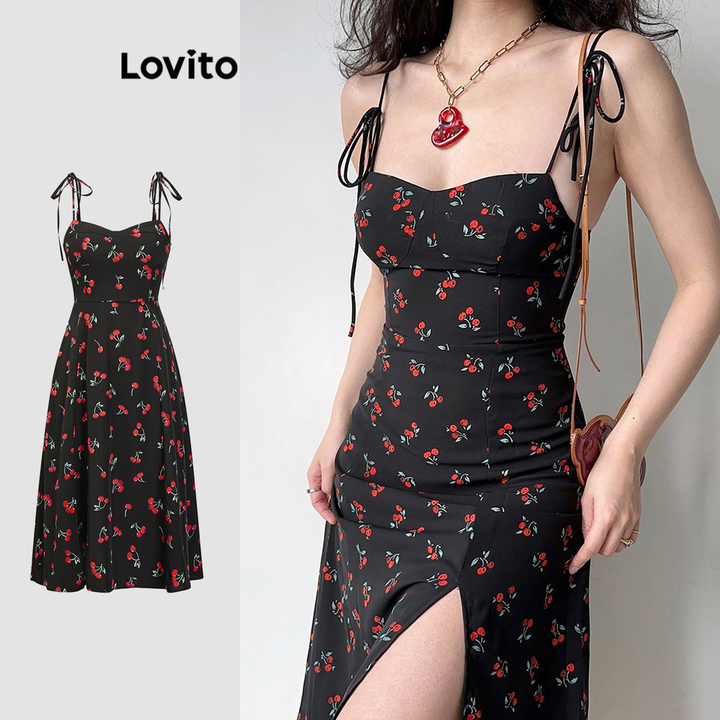 Lovito โบฮีเมียนเดรสลายเดซี่เดรสลายดอกไม้สําหรับผู้หญิง L91AD178