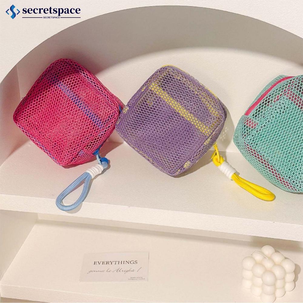 SECRETSPACE Dopamine Color Square Cosmetic Pouch Mini Makeup Bag โพลีเอสเตอร์ Multi-Compartment Orga
