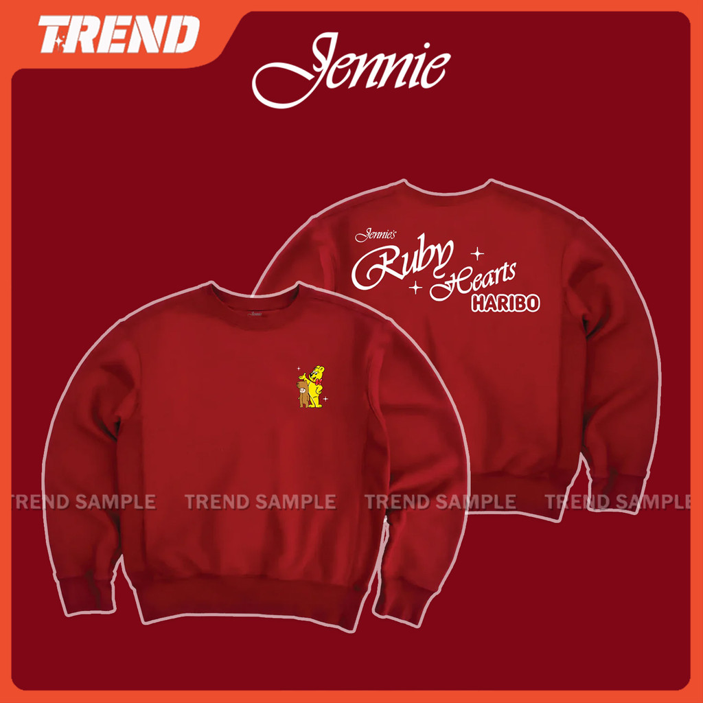 KPOP BLACKPINK JENNIE X Haribo Merch Crewneck Sweatshirt Plus ขนาด Vintage Unisex แฟชั่นหลวมพิมพ์เสื