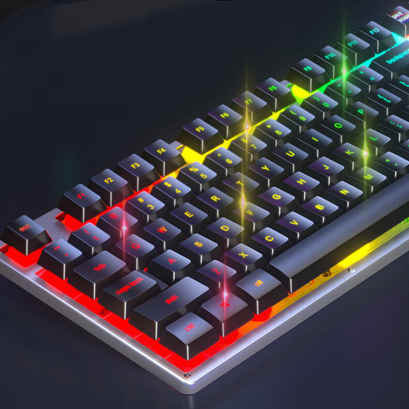 ทั่วไป KM300F คอมพิวเตอร์ usb ผสมสีส่องสว่างชุดเมาส์แบบมีสายแผงโลหะธุรกิจเกม IW0H