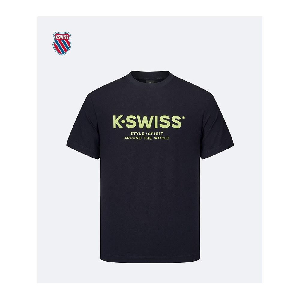 เสื้อยืดผู้ชายพิมพ์ลาย KSWISS แขนสั้น สำหรับกีฬาและลำลอง