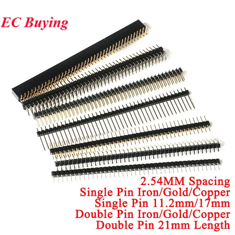 1 ชิ้นเดี่ยวคู่แถว Pin 2.54 มิลลิเมตร Spacing 1X40P 2X40P ตรง Bent เข็มเชื่อมต่อเข็มโค้งพิเศษ 17 มิลลิเมตร 21 มิลลิเมตรความยาว
