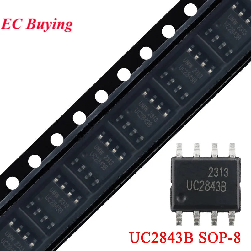 10 ชิ้น/5 ชิ้น UC2843B SOP-8 UC2843 2843B 2843 SOP8 ประสิทธิภาพสูงโหมดปัจจุบัน PWM Controller ชิป IC