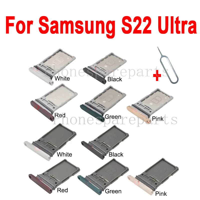 สําหรับ Samsung S22 Ultra S22U ถาดซิมเดี่ยว S22 Ultra Dual Sim Card Micro SD Holder Nano Slot Replac