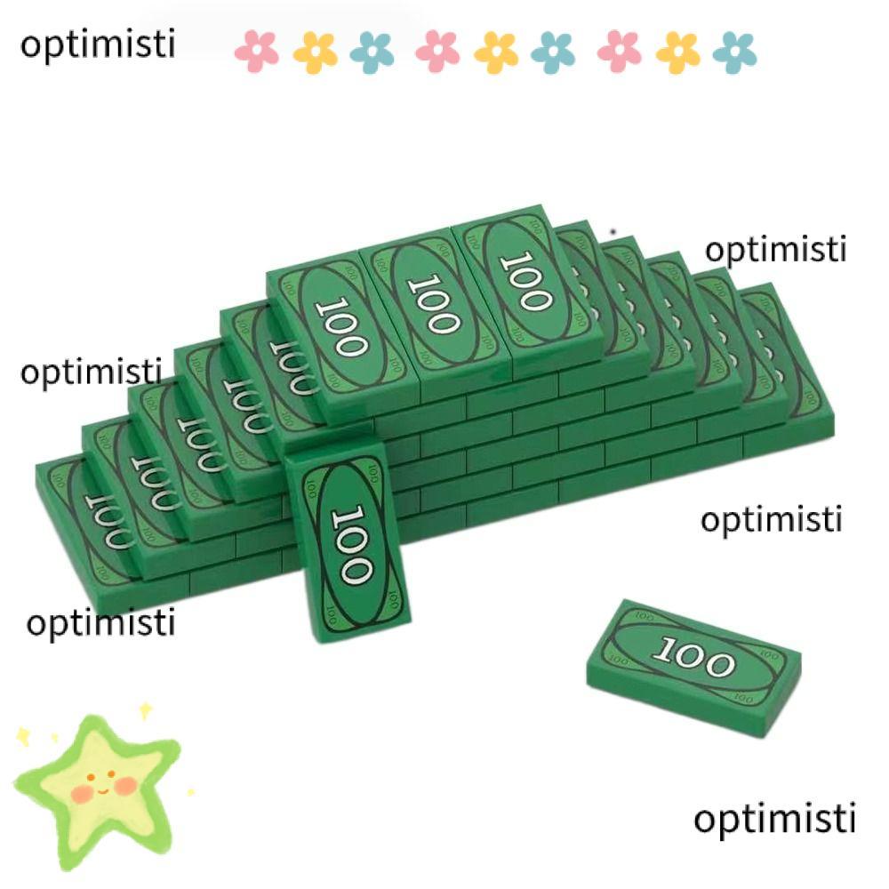 OPTIMISTI 20 ชิ้นของเล่นบล็อกตัวต่อ, ดอลลาร์ USD สีเขียวอุปกรณ์บล็อกเม็ดเล็ก, เงินตลกแกล้งทําเป็นเล่