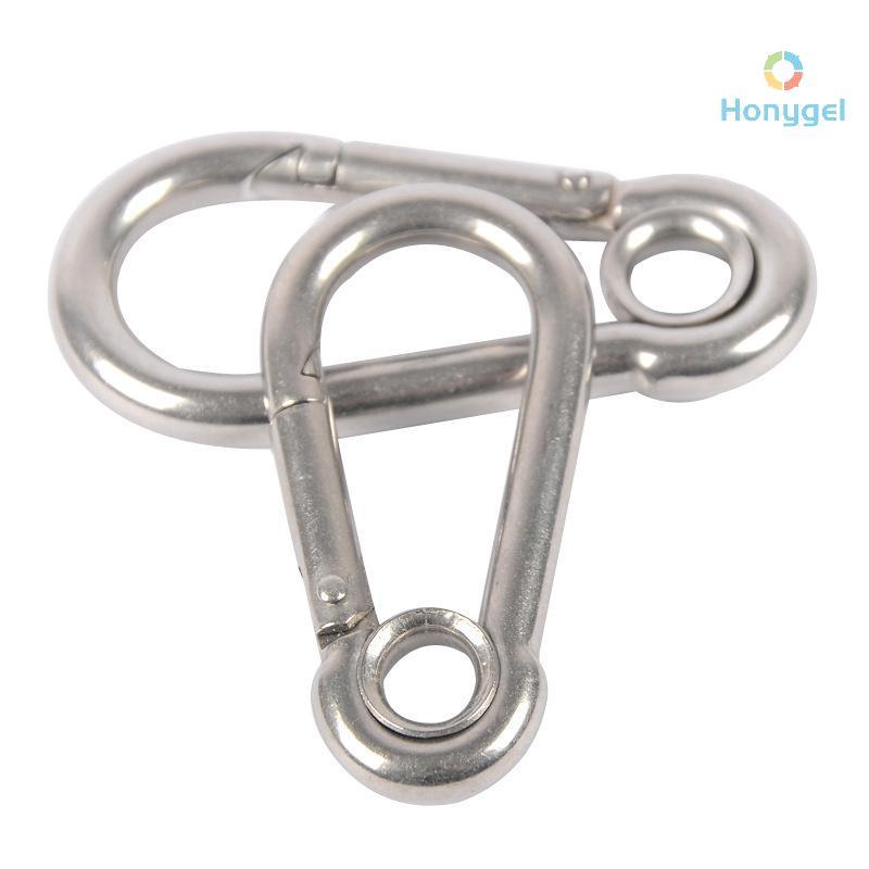 {Honyge1} M4 M5 M6 M7 M8 Stainless Steel Carabiner Carbine Snap Hook พร้อมตาไก่สปริง Buckle Key Ring