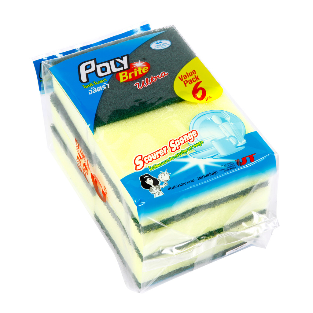 POLY-BRITE ใยขัดติดฟองน้ำ รุ่น 367-6 (แพ็ค 6 ชิ้น)