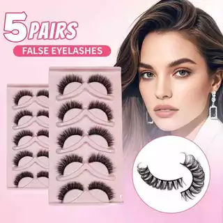 5 คู่ขนตาปลอม/กล่อง Eyelash Extension D ม้วน DIY Reuse ที่บ้านคริสต์มาสฮาโลวีนเวทีแต่งหน้า ขนตาปลอม 3D อ่อนนุ่มแล