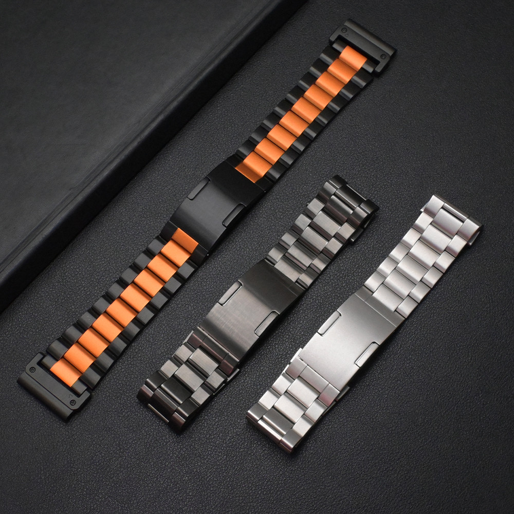 26 มม.สแตนเลสสตีลสําหรับ Garmin Fenix 8 51 มม.Fenix 7X Pro 51 มม.Garmin Fenix 6X 7X Quick Fit สายโลห