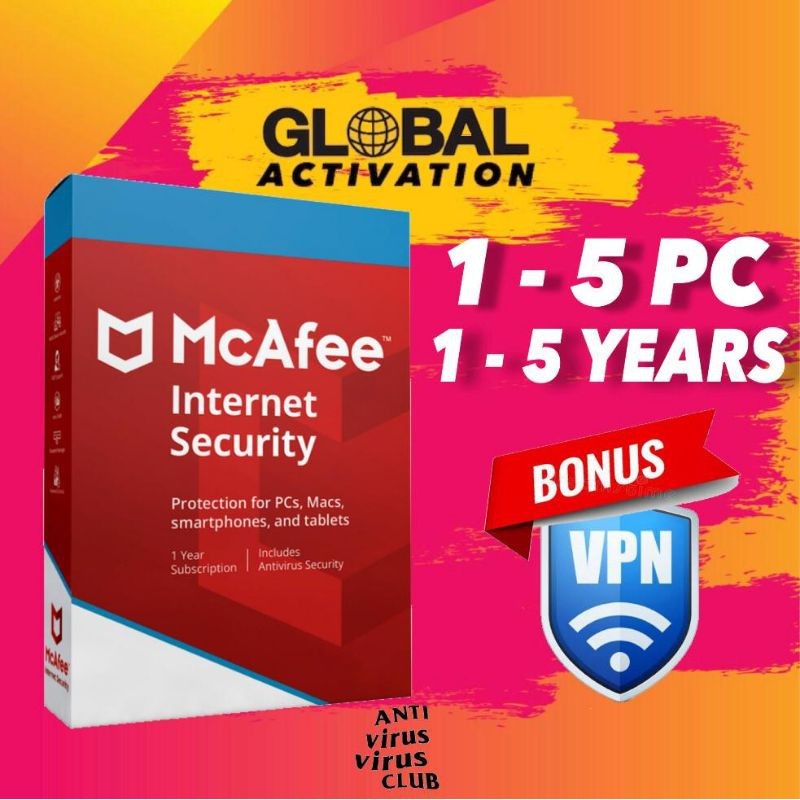 ORIGINAL MCAFEE INTERNET SECURITY ANTIVIRUS LATEST VERSION 1 - 5 YEAR