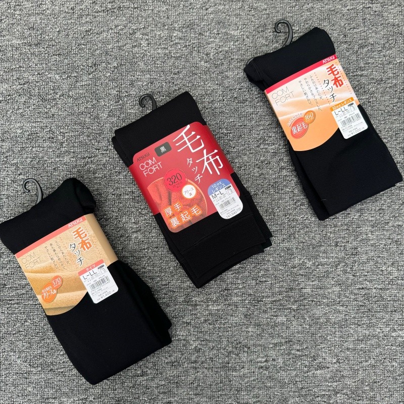 heattech ลองจอน ญี่ปุ่น ATSUGI Atsugi 370D ถุงน่องบวกกำมะหยี่หนาฉนวนกันความร้อนยืดหยุ่นสูงกางเกงวอร์