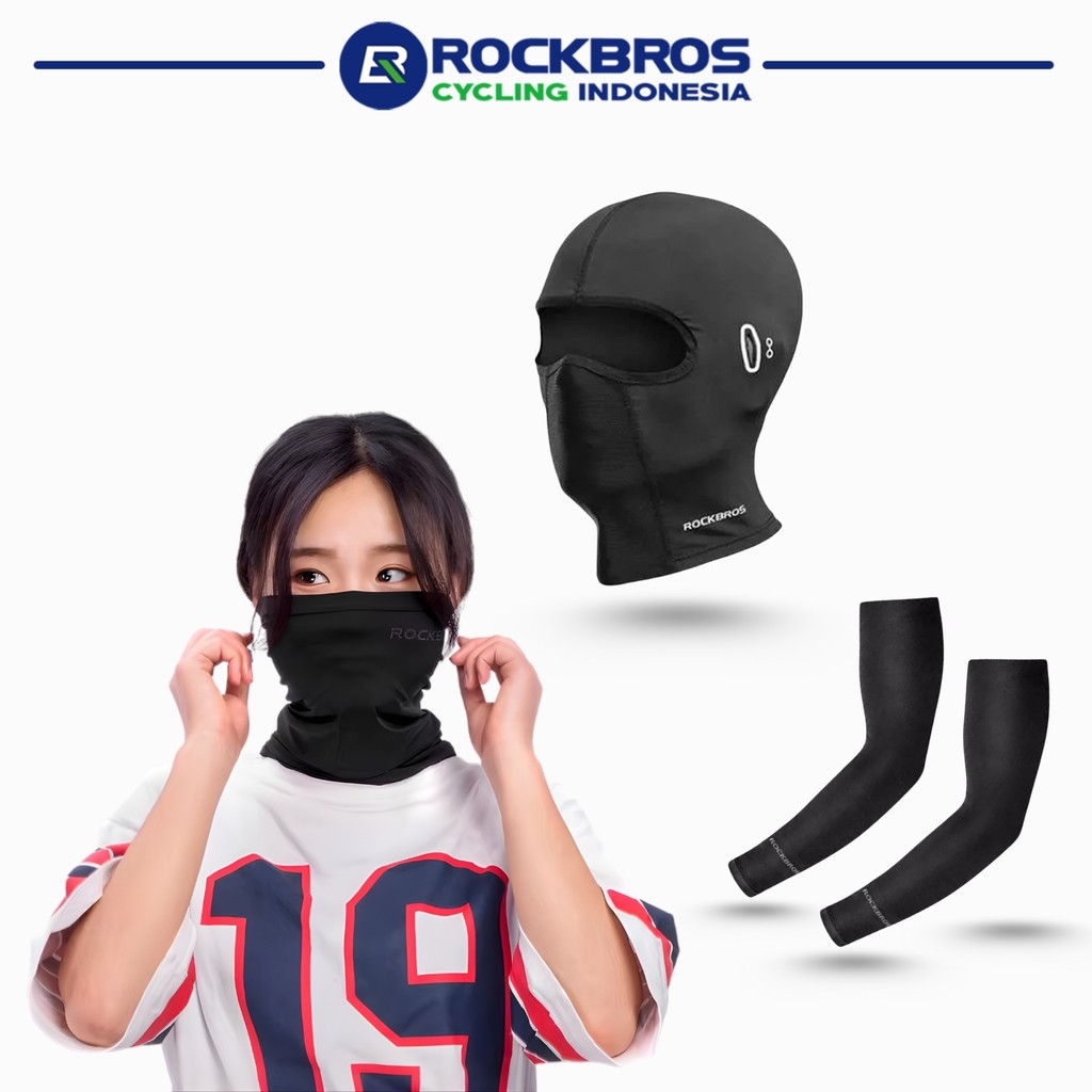Rci Rockbros 3in1 รถจักรยานยนต์ Face Mask ถุงเท้ากีฬา Balaclava กีฬากลางแจ้งขี่จักรยานแขนแขน Face Ma