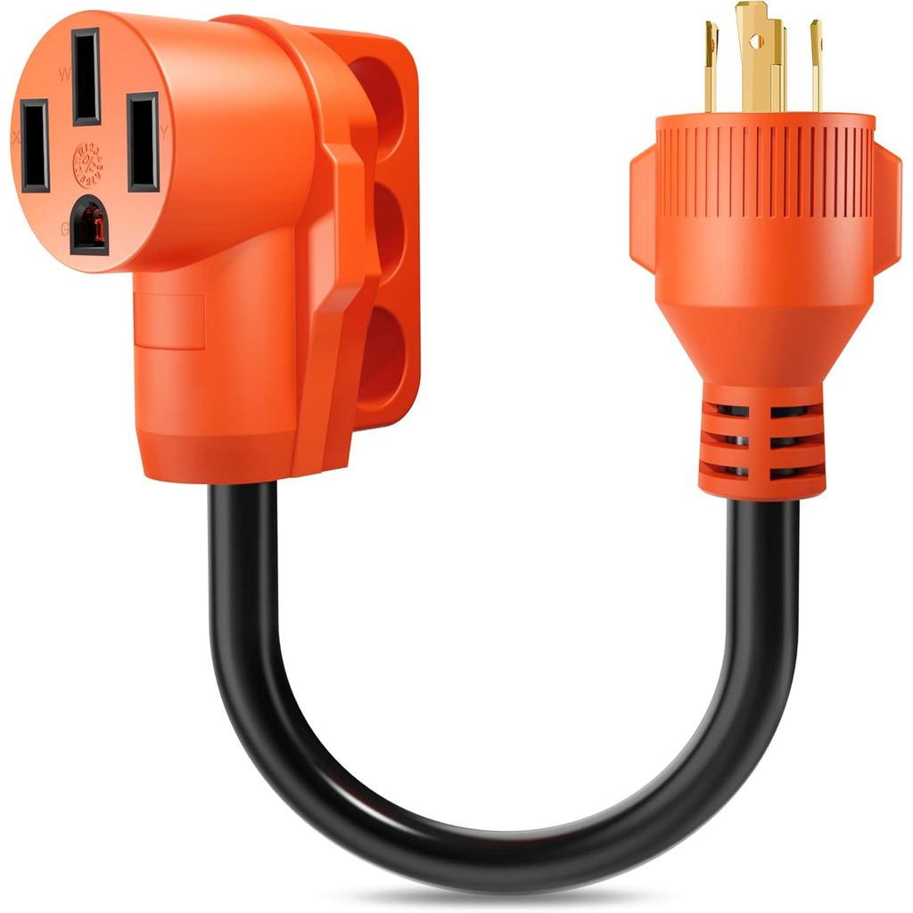 30 Amp to 50 Amp RV Generator Adapter Cord 18 Inch 4 Prong Pure Copper NEMA L14-30P to 14-50R Adapte