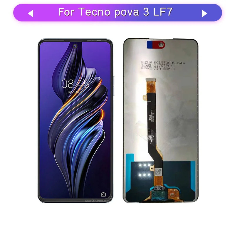 สําหรับ Tecno Pova 3 LF7 จอแสดงผล LCD พร้อมหน้าจอสัมผัสชุดแผงกระจก Digitizer เปลี่ยน