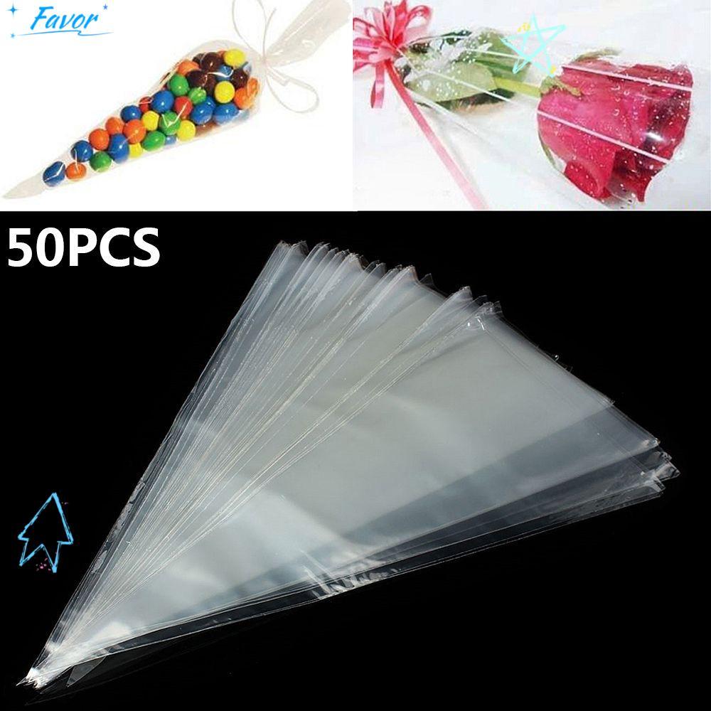 FAVOR 50 ชิ้นถุงขนม Popcorn Cellophane อุปกรณ์จัดงานแต่งงาน Party Favor ถุงขนมพลาสติก